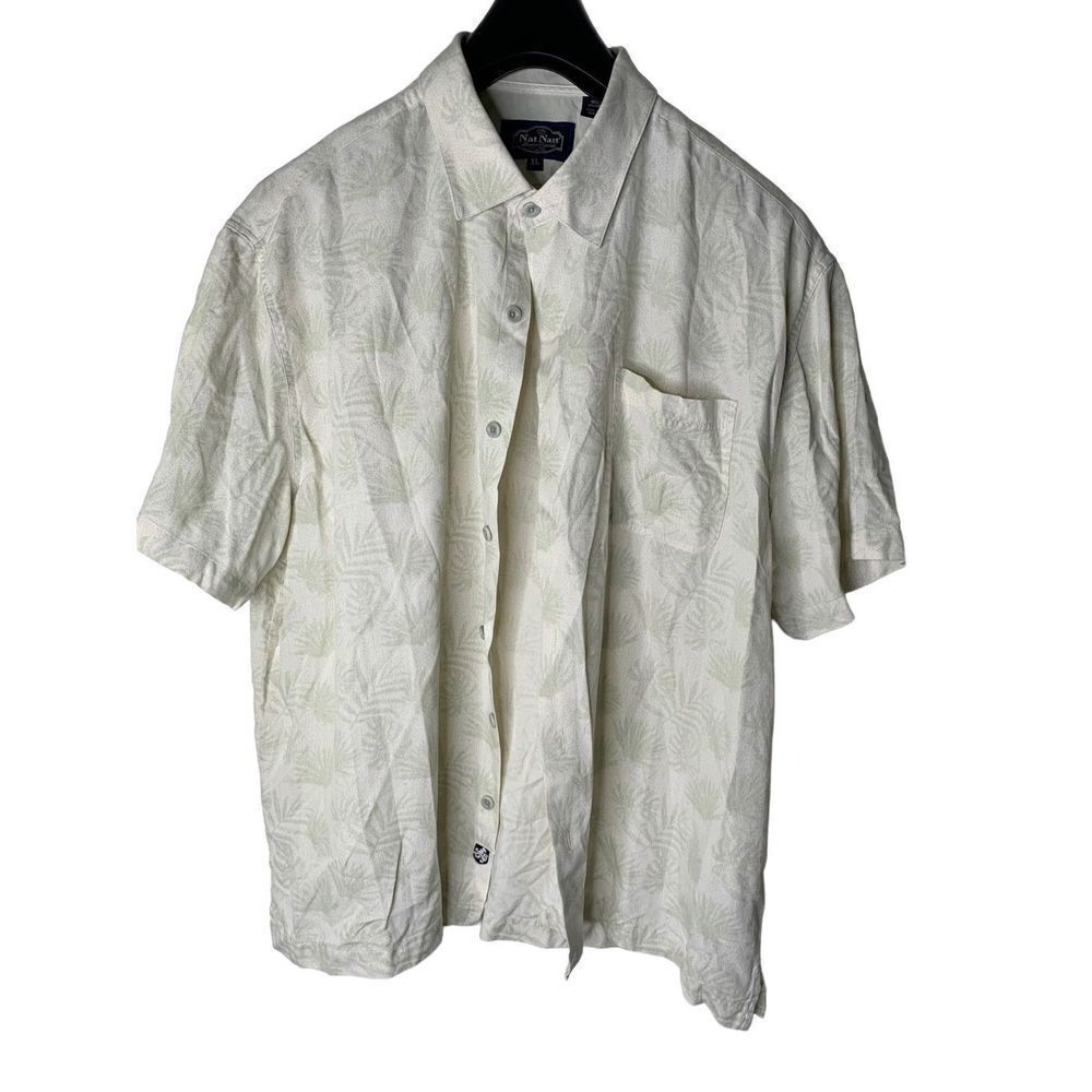 Nat Nast Short Sleeve Button down shirt silk blend men’s size XL